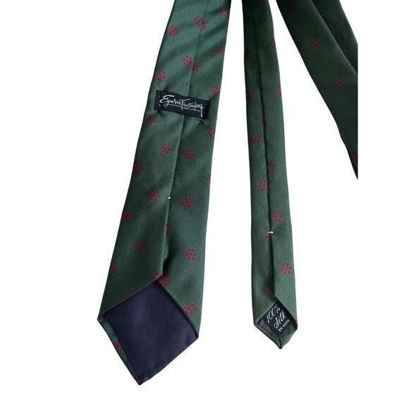 EGON VON FURSTENBERG Men's Vintage Green 100% Silk TIe - Picture 3 of 8